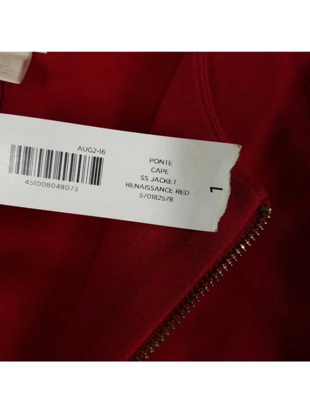 NEW Chico's Cape Jacket Women's 1/ Medium Ponte Red Zip Up Office Career Stretch